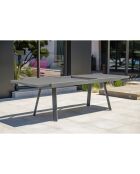 Gartenset STOCKHOLM-TB300-ALU Tisch mit Verlängerung + 8 stapelbare STOCKHOLM-CH Stühle Anthrazitgrau