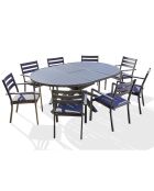 Ensemble de jardin Table PELOSA-TB200 +  8 fauteuils PELOSA-FT empilables gris anthracite