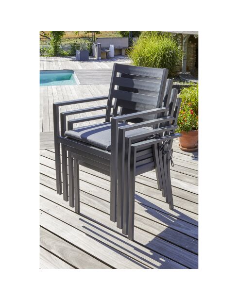 Ensemble de jardin Table PELOSA-TB200 +  8 fauteuils PELOSA-FT empilables gris anthracite
