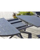 Ensemble de jardin Table PELOSA-TB200 +  8 fauteuils PELOSA-FT empilables gris anthracite