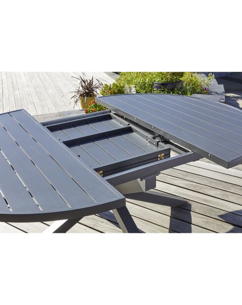 Ensemble de jardin Table PELOSA-TB200 +  6 fauteuils PELOSA-FT empilables gris anthracite