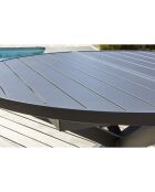 Ensemble de jardin Table PELOSA-TB200 +  6 fauteuils PELOSA-FT empilables gris anthracite