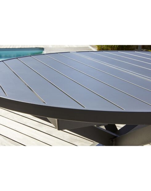 Ensemble de jardin Table PELOSA-TB200 +  6 fauteuils PELOSA-FT empilables gris anthracite