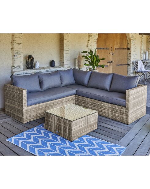 Mobile da giardino Bavaro a 5 posti in resina intrecciata color miele