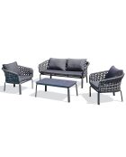 Camargue 4-zits tuinmeubilair in geweven touw en antracietgrijs aluminium