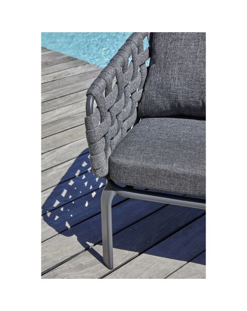 Camargue 4-zits tuinmeubilair in geweven touw en antracietgrijs aluminium