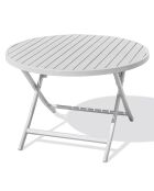 Table de jardin pliante Marius en aluminium grises - D.110x73 cm