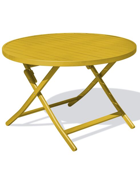 Klappbarer Gartentisch Marius aus senfgelbem Aluminium - D.110x73 cm