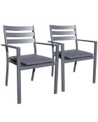 2 Fauteuils de jardin empilables PELOSA en aluminium gris anthracite - 55x58x85 cm
