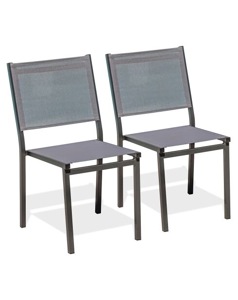 2 TOLEDE-CH stapelbare antracietgrijze tuinstoelen - 48x56x87 cm