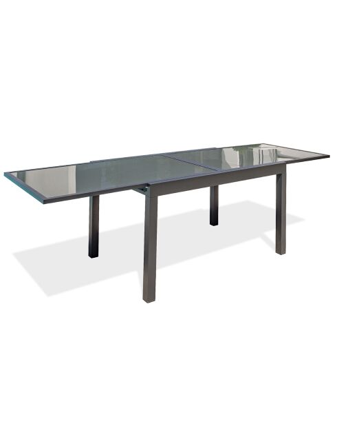Gartentisch Toledo aus Aluminium und Glasplatte mit anthrazitgrauer Verlängerung - 135/270x90x75 cm