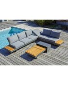 Muebles de jardín de esquina Vanuatu de 6 plazas en madera de acacia y aluminio gris antracita