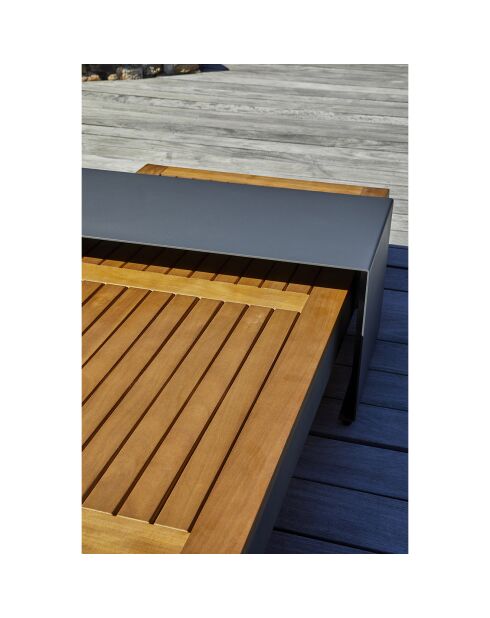 Muebles de jardín de esquina Vanuatu de 6 plazas en madera de acacia y aluminio gris antracita