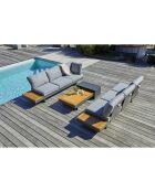 Muebles de jardín de esquina Vanuatu de 6 plazas en madera de acacia y aluminio gris antracita