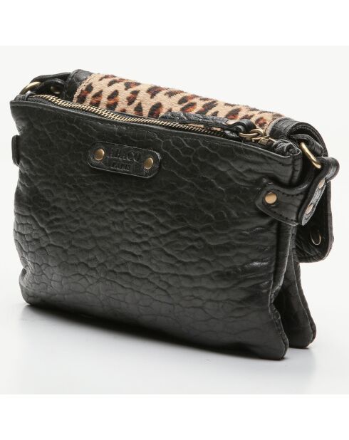 Mini pochette en Cuir d'Agneau Joe léopard/noir - 20x12.5x3 cm