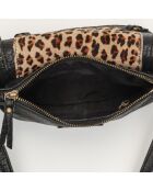 Mini pochette en Cuir d'Agneau Joe léopard/noir - 20x12.5x3 cm