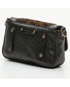 Pochette en Cuir d'Agneau Lillie noir/léopard - 16x10x4 cm