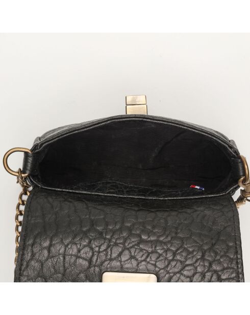 Pochette en Cuir d'Agneau Lillie noir/léopard - 16x10x4 cm
