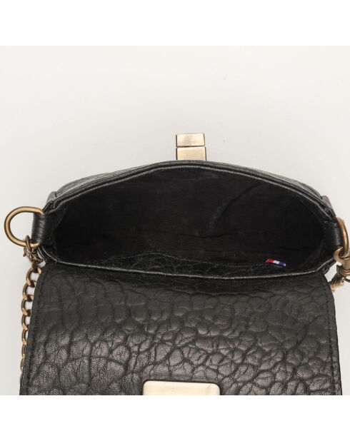 Pochette en Cuir d'Agneau Lillie noir/léopard - 16x10x4 cm