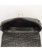 Pochette en Cuir d'Agneau Lillie léopard/noir - 16x10x4 cm