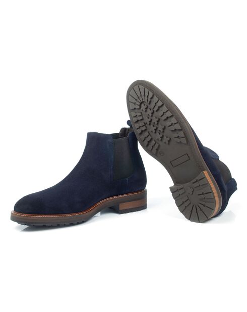 Boots en Velours de Cuir Setizo bleu marine