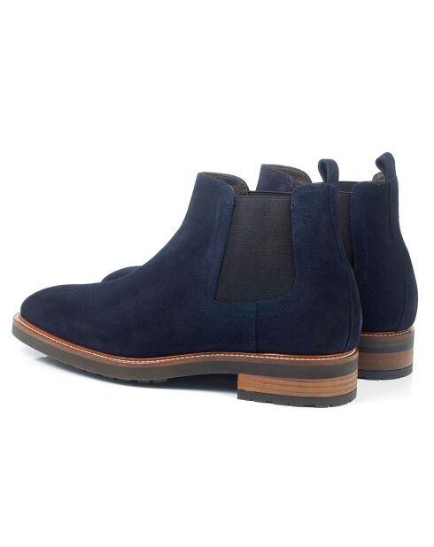 Boots en Velours de Cuir Setizo bleu marine