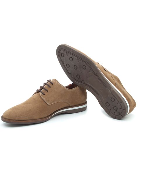 Derbies en Velours de Cuir Smunk taupe