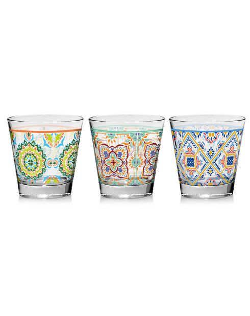3 Verres à eau Valencia multicolores - 25cl