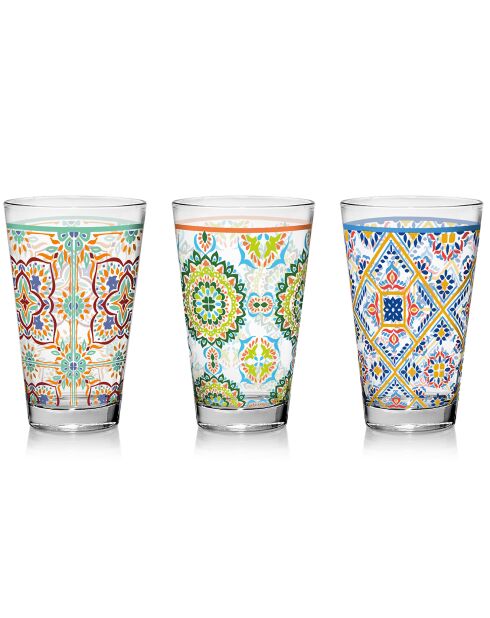3 Verres à eau Valencia multicolores - 31cl