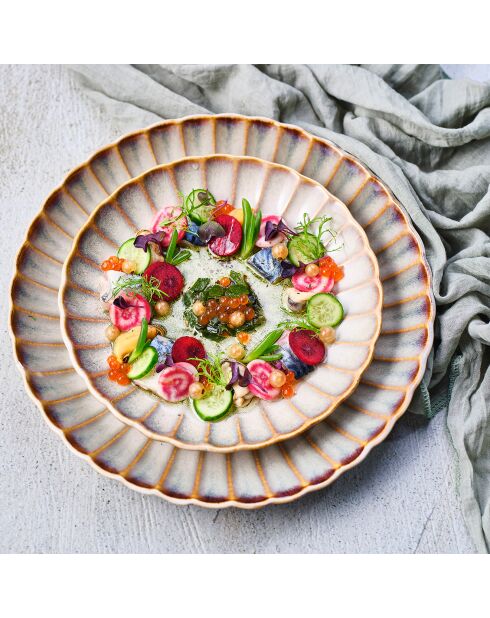 4 Astera Pearl Speiseteller aus Perlmutt, D.27,5 cm