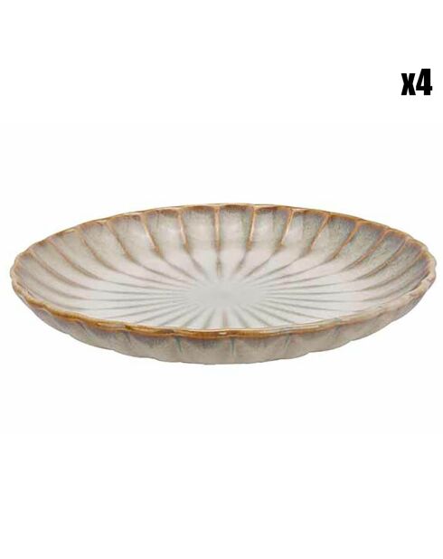 4 Dessertteller aus Perlmutt aus Steinzeug von Astera Pearl, D.21 cm