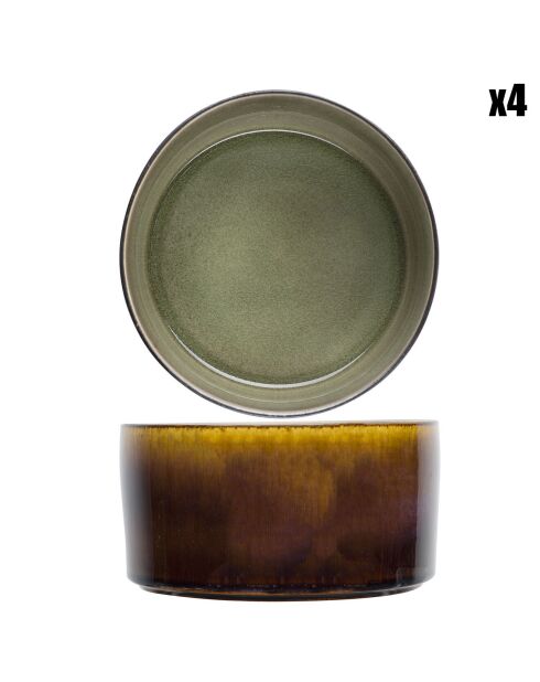 4 Bols en Porcelaine Quintana verts - D.14 cm