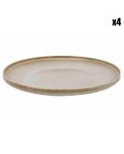 4 Assiettes plates en Grès Conico sable - D.27 cm