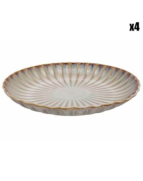 4 Astera Pearl Speiseteller aus Perlmutt, D.27,5 cm