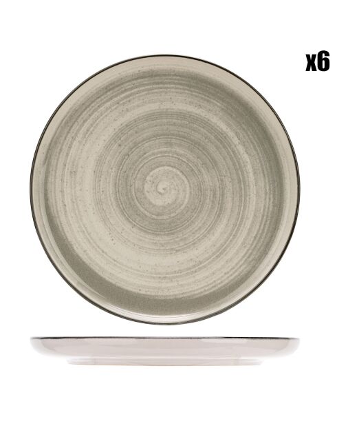 6 Assiettes plates en Grès Baltic grises - D.27 cm