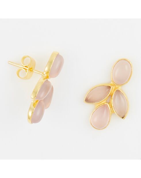 Boucles d'oreilles opale roses en laiton doré