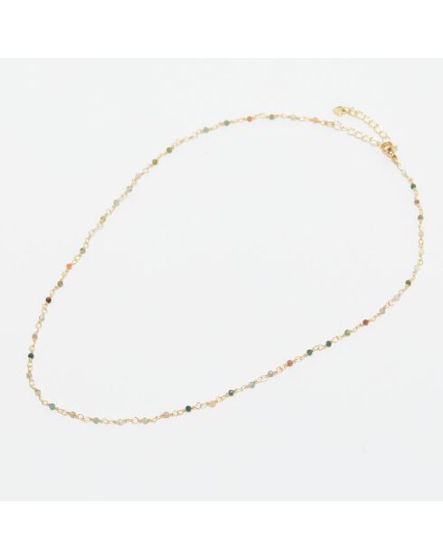 Collier Elisa Mix Agate multicolore en laiton doré