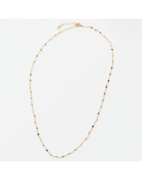 Collier Elisa Mix Agate multicolore en laiton doré