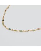 Collier Elisa Mix Agate multicolore en laiton doré