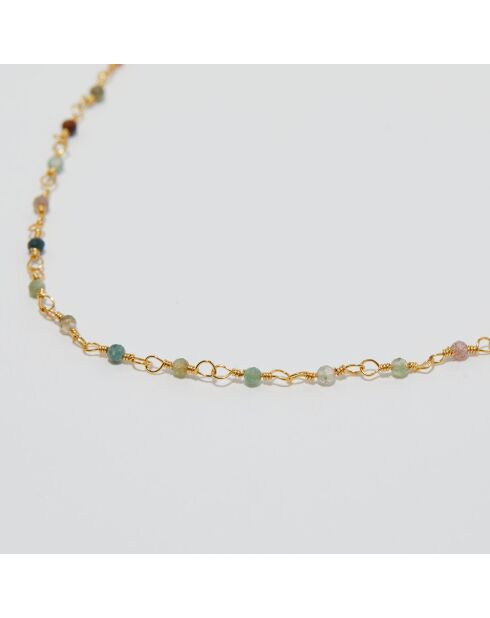 Collier Elisa Mix Agate multicolore en laiton doré