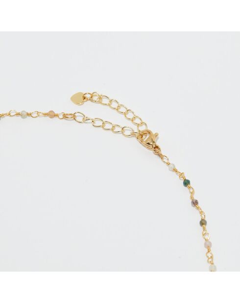 Collier Elisa Mix Agate multicolore en laiton doré