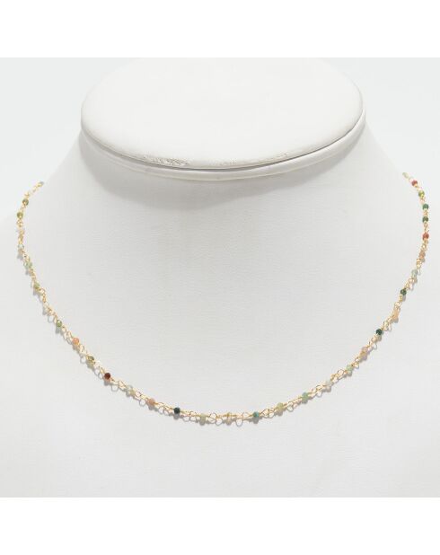 Collier Elisa Mix Agate multicolore en laiton doré