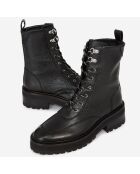 Bottines hautes en Cuir style rangers noires
