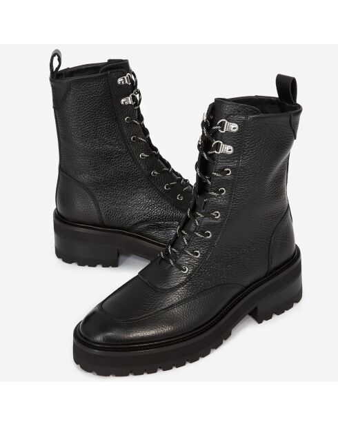 Bottines hautes en Cuir style rangers noires