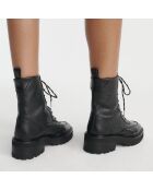 Bottines hautes en Cuir style rangers noires