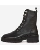 Bottines hautes en Cuir style rangers noires