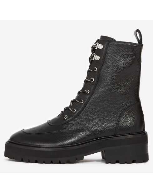 Bottines hautes en Cuir style rangers noires
