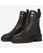 Bottines hautes en Cuir style rangers noires
