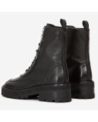 Bottines hautes en Cuir style rangers noires