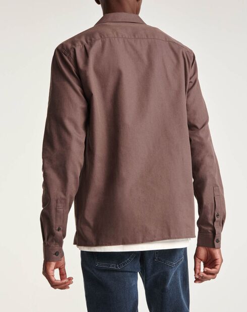 Camicia fluente marrone con colletto hawaiano